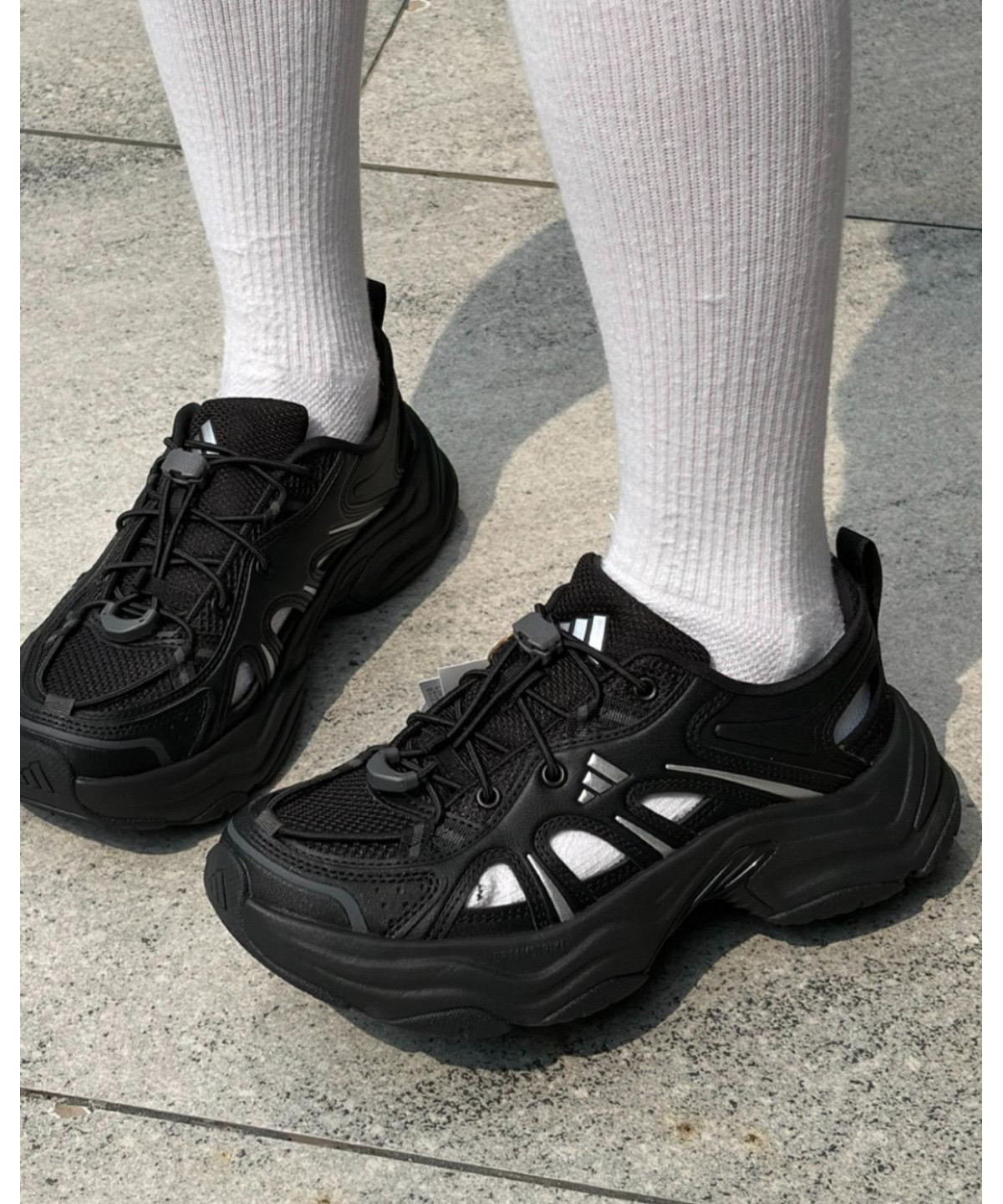 Adidas XLG Fin Pulse Sandal Black Grey LA1993 | Loftygoods
