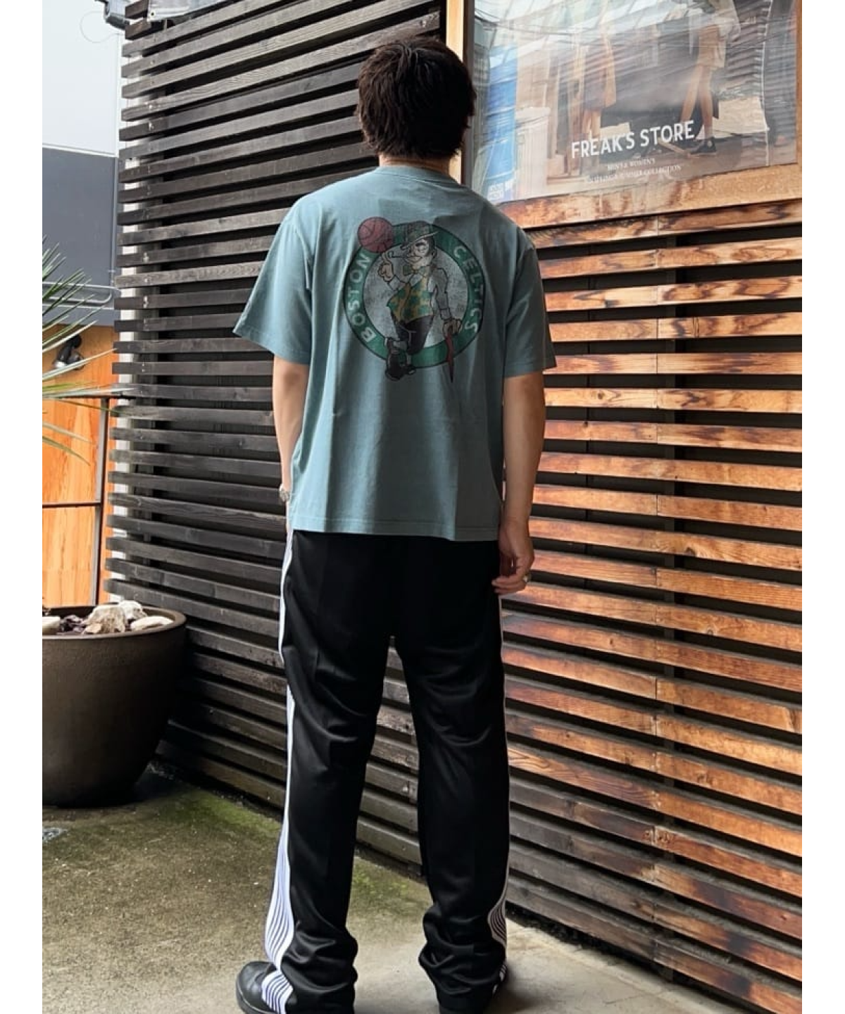 Needles × FREAK'S STORE Track Pant PolySmooth Black White Line